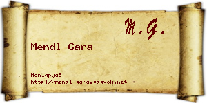 Mendl Gara névjegykártya